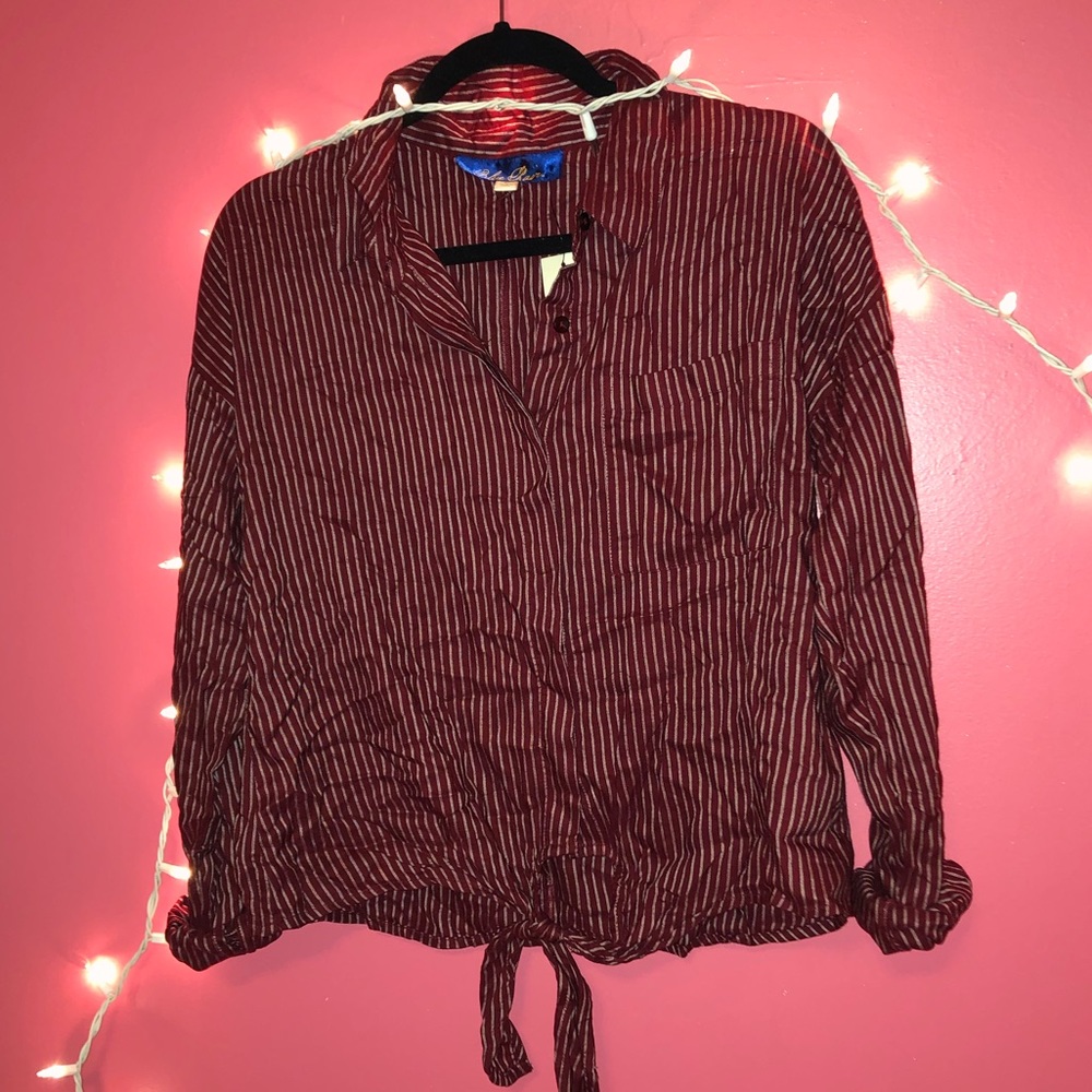 Francesca’s Striped Front Knot Shirt